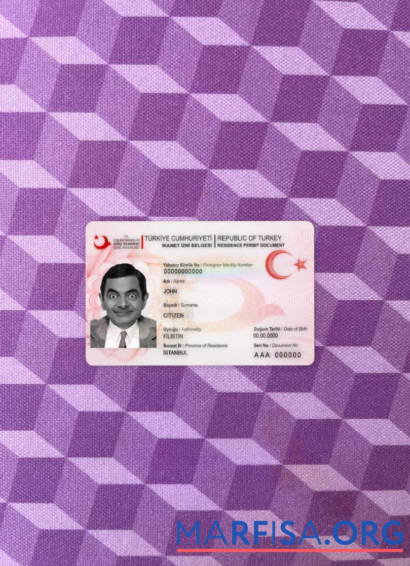 Realistic Turkey residence permit photolook FRONT example